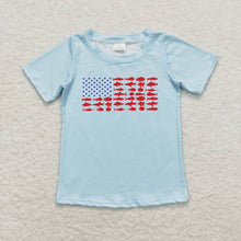 Load image into Gallery viewer, Baby Boys Blue Fishing Stars 4th of July Short Sleeve Tee Shirts Tops