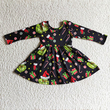 Load image into Gallery viewer, Baby girls Christmas cartoon present twirl dresses