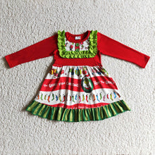 Load image into Gallery viewer, Baby girls Christmas cartoon bib long sleeve dresses