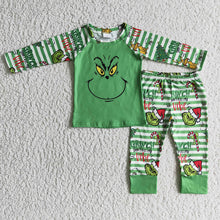 Load image into Gallery viewer, baby kids Christmas green color family pajamas clothing sets