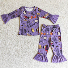 Load image into Gallery viewer, Baby girls Halloween witch pajamas pants clothes sets