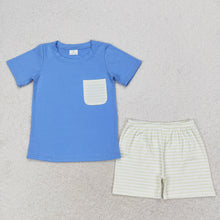 Load image into Gallery viewer, Baby Boys Blue Pocket Tops Shorts Outfits Clothes Sets