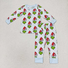 Load image into Gallery viewer, Baby Boys Green Face Long Sleeve Top Pants Bamboo Pajamas Clothes Sets