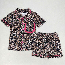 Load image into Gallery viewer, Adult Women Leopard Buttons Shirt Shorts Pajamas Clothes Sets