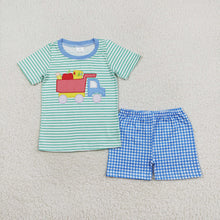 Load image into Gallery viewer, Baby Boys Short Sleeve Back To School Truck Top Shorts Clothes Sets