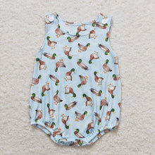 Load image into Gallery viewer, Baby Boys Ducks Green Sleeveless Summer Rompers