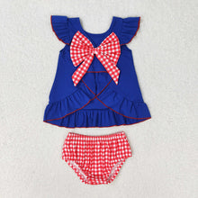 Load image into Gallery viewer, Baby Girls 4th Of July Flags Tunic Bummies Clothes Sets