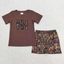 Load image into Gallery viewer, Baby Boys Brown Camo Duck Call Rompers Sibling Brother Clothes Sets