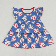 Load image into Gallery viewer, Baby Girls Baseball Hearts Tunic Tops