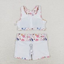 Load image into Gallery viewer, Baby Girls Blue Dog Flowers Crop Tops Shorts Clothes Sets