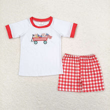 Load image into Gallery viewer, Baby Girls 4th Of July Flag Tractor Sibling Rompers Clothes Sets