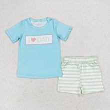 Load image into Gallery viewer, Baby Boys I Love Dad Shirt Green Stripes Shorts Clothes Sets