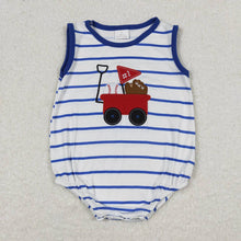 Load image into Gallery viewer, Baby Boys Blue Stripes Baseball Shirts Shorts Rompers Clothes Sets
