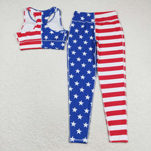 Load image into Gallery viewer, Adult Women 4th Of July Stars Vest Top Pants Yogo Sports Clothes Sets