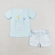 Load image into Gallery viewer, Baby Boys Blue Castle Shirt Top Shorts Summer Clothes Sets