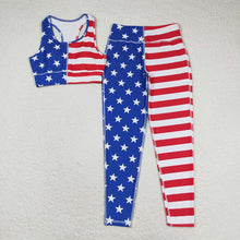 Load image into Gallery viewer, Adult Women 4th Of July Stars Vest Top Pants Yogo Sports Clothes Sets