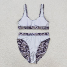 Load image into Gallery viewer, Adult Women Grey Camo Top Bottom Swimsuits Sets
