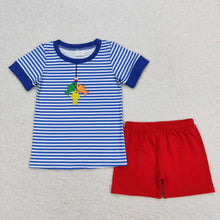 Load image into Gallery viewer, Baby Boys Fishing Blue Stripes Sibling Brother Summer Clothes Sets