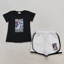 Load image into Gallery viewer, Baby Girls Black Singer Shirt Pocket Shorts Clothes Sets