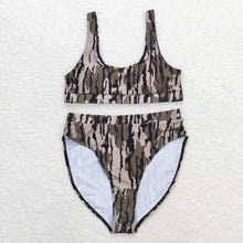 Load image into Gallery viewer, Adult Women Green Camo Top Bottom Swimsuits Sets