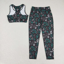Load image into Gallery viewer, Adult Women Black Leopard Vest Top Pants Yogo Sports Clothes Sets