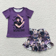Load image into Gallery viewer, Baby Girls Black Movie Ruffle Shorts Sets