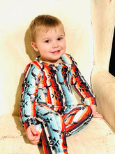 Load image into Gallery viewer, Baby kids western cow skull zip rompers