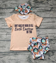 Load image into Gallery viewer, Baby girls western beth summer bummie sets(can choose headband here)