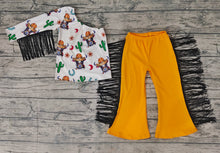 Load image into Gallery viewer, Baby girls cactus cow tassel western pants clothes sets