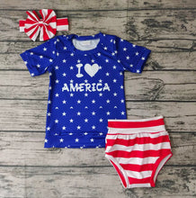 Load image into Gallery viewer, Baby girls 4th of july bummie sets(can choose headband here)
