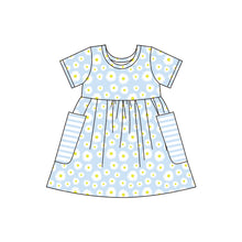 Load image into Gallery viewer, Baby girls daisy pocket knee length dresses