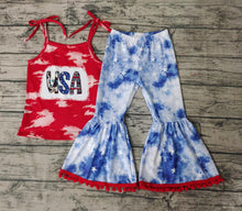 Load image into Gallery viewer, Baby girls 4th of July star pants bell sets