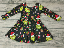 Load image into Gallery viewer, Baby girls Christmas cartoon present twirl dresses