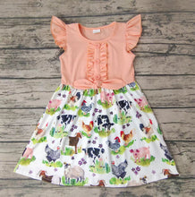 Load image into Gallery viewer, Baby girls farm flutter sleeve knee length dresses