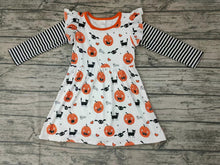 Load image into Gallery viewer, Baby girls pumpkin stripe long sleeve dresses