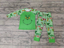 Load image into Gallery viewer, baby kids Christmas green color family pajamas clothing sets