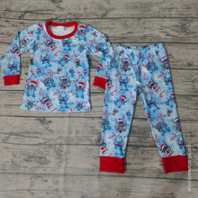 Load image into Gallery viewer, Baby boys christmas cartoon blue pajamas pants sets