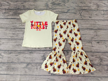 Load image into Gallery viewer, baby girls thanksgiving little turkey bell bottom pants sets