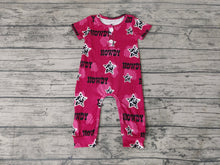 Load image into Gallery viewer, Baby boys red howdy western rompers