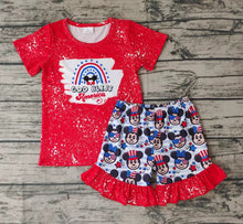 Load image into Gallery viewer, Baby girls 4th of july cartoon summer shorts sets
