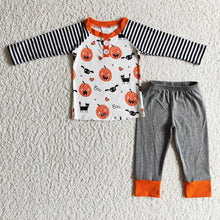 Load image into Gallery viewer, Baby Boys pumpkin stripe pants pajamas sets