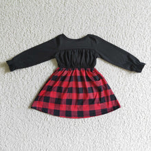 Load image into Gallery viewer, Baby girls black red plaid Christmas dresses