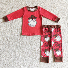 Load image into Gallery viewer, Baby kids Christmas western santa pajamas pants sets