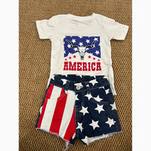 Load image into Gallery viewer, Baby Girls 4th Of July Shirt Top Stars Denim Shorts Clothes Sets