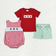 Load image into Gallery viewer, Baby Boys Red Strawberry Cake Sibling Brother Rompers Clothes Sets