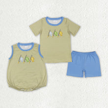 Load image into Gallery viewer, Baby Boys Stripes Fishing Sibling Embroidery Summer Rompers Clothes Sets