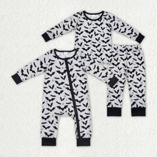 Load image into Gallery viewer, Baby Boys Halloween Grey Bats Bamboo Sibling Rompers Pajamas Clothes Sets