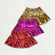 Load image into Gallery viewer, 3 Colors Sibling Baby Girls Leather Metallic Skirts Bottoms