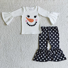 Load image into Gallery viewer, Baby Girls snowman shirt dots bell pants sets