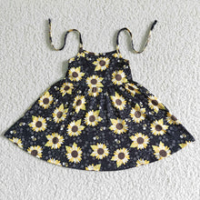 Load image into Gallery viewer, Baby girls sunflower halter knee length dresses